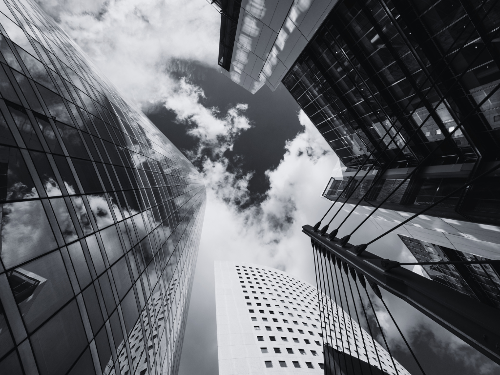 Skyscrapers reaching into the clouds